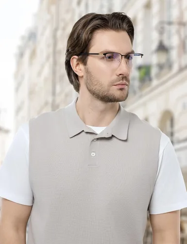 Miniatura 2 de ZanyLen Blue Light Blocking Glasses Men Computer Gaming Glasses Rectangle Metal Semi-rimless Frame