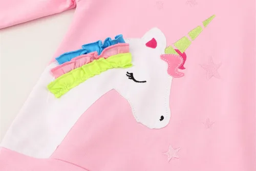 Miniatura 2 de HILEELANG Sudaderas con capucha de manga larga para niña pequeña, de algodón, con gráficos, casual, forro polar, para el sudor