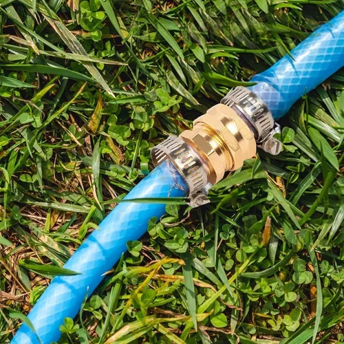 Miniatura 7 de Hourleey Reparación de manguera de jardín de 1/2 pulgada, conector de manguera de aluminio con abrazadera, ajuste de conector de manguera macho