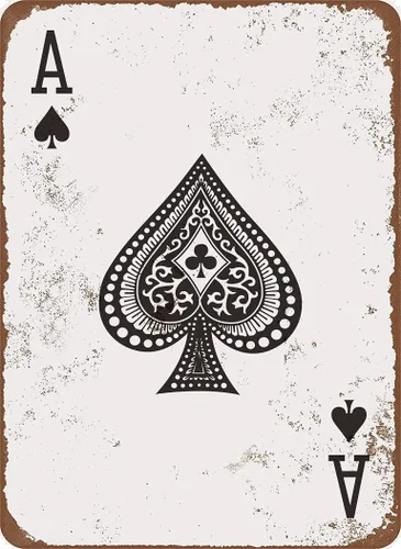 Eveokoki Letrero de metal de 8 x 12 pulgadas – Ace of Spades Retro Poker Man Cave - Letrero de hojalata de aspecto vintage para decoración de pared,