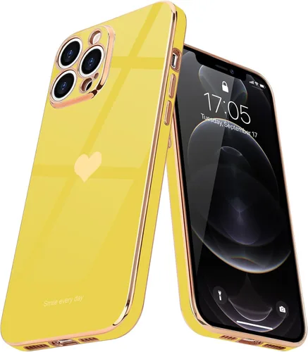 Miniatura 10 de Teageo Funda para iPhone 12 Pro para mujeres y niñas, diseño de corazón de amor, cubierta trasera suave, protección completa de la cámara, Negro