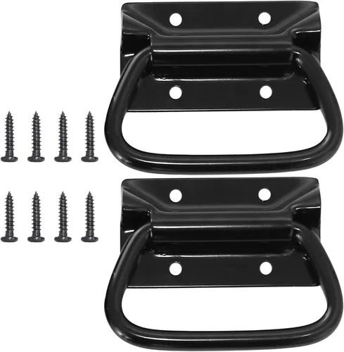 Tiradores de acero inoxidable para caja de herramientas de elevación del pecho de la puerta de 4 pulgadas (paquete de 2, negro)