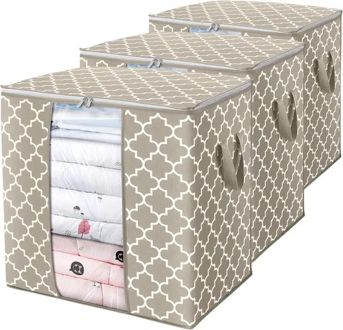 Miniatura 20 de WISELIFE Bolsas de Almacenamiento [3 Unidades/100L] Contenedores Grandes de Organización y Almacenamiento de Mantas y Ropa para Edredones, Ropa