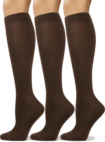 Miniatura 15 de COTTON DAY Calcetines de algodón peinado suave para mujer, largos hasta la pantorrilla, con puntera sin costuras, negro, blanco, gris, azul marino