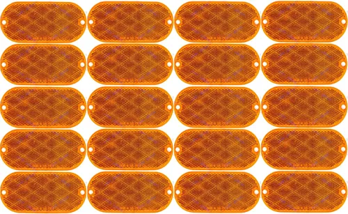 Miniatura 6 de All Star Truck Parts Reflectores ovalados rojos/ámbares autoadhesivos o con montaje para taladrar, montaje rápido SAE 13 DOT (Rojo, 6)