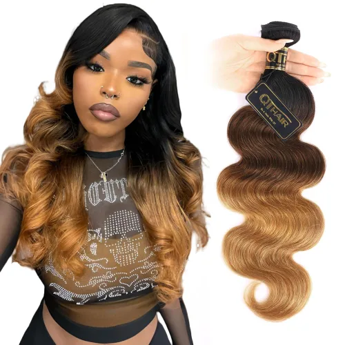 Miniatura 19 de QTHAIR Extensiones de cabello humano brasileño ondulado de grado 18A #613 con cierre de encaje HD 4x4