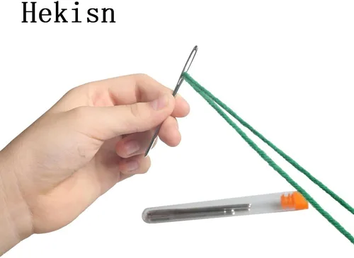 Miniatura 2 de Hekisn Agujas romas de ojo grande, agujas de tejer de hilo de acero inoxidable, agujas de coser, agujas de tejer para manualidades, agujas de tejer