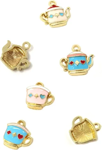 Miniatura 4 de Honbay 30 dijes de metal para taza de té, dije chapado en plata antigua, taza de café, hallazgos de joyería para bricolaje, collar, aretes, pulsera