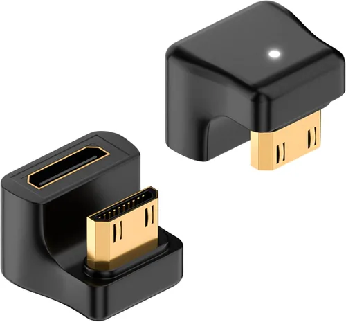 Duttek Adaptador Mini HDMI de 180 grados [video 8K @60Hz, 4K @144Hz, 48Gbps] Adaptador Mini HDMI macho a hembra de ángulo ascendente para cámara,