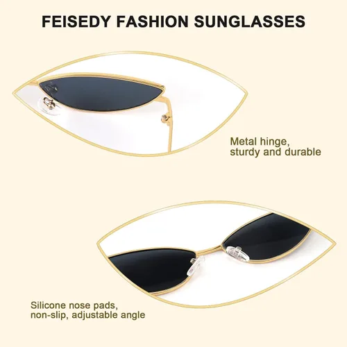 Miniatura 48 de FEISEDY Gafas de sol de diseñador de moda Retro pequeños pétalos forma arco templo diseño B2298