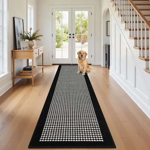 Miniatura 12 de Ileading Alfombra de pasillo de lavandería de 2 x 6 pies, antideslizante, con parte trasera de goma, lavable a máquina, alfombra gris