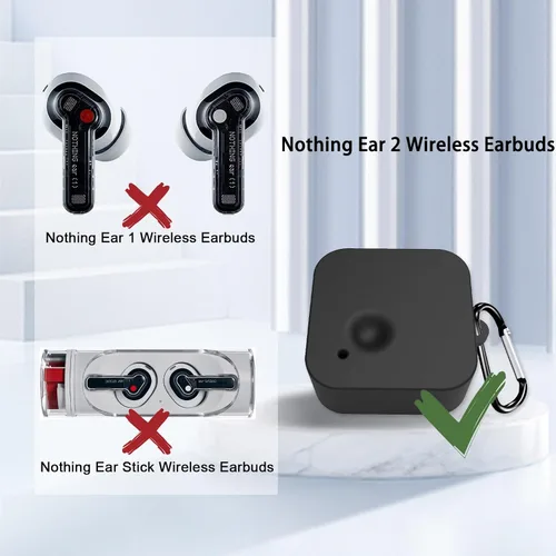 Miniatura 2 de Miimall Funda compatible con Nothing Ear 2, funda protectora de silicona con llavero antipérdida (negro)