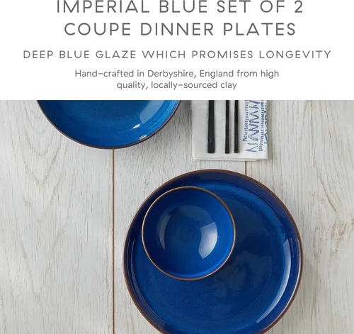 Miniatura 2 de Denby 1048825 - Juego de platos llanos (2 piezas, color azul imperial)