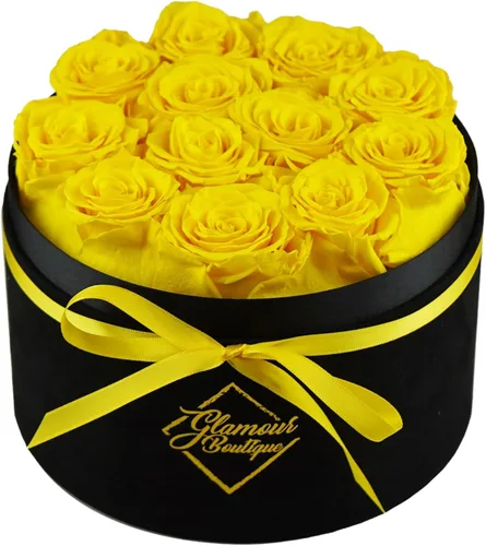 Miniatura 12 de GLAMOUR BOUTIQUE Flowers Forever - Caja de regalo, 12 rosas preservadas reales en caja blanca de terciopelo, regalo floral para esposa, mamá o ella