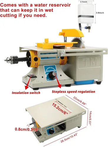 Miniatura 2 de Mini sierra de mesa de roca, equipo lapidario DIY joyería pulido banco pulidor pulidor máquina de pulir, 0-10000r/min con eje flexible para el hogar