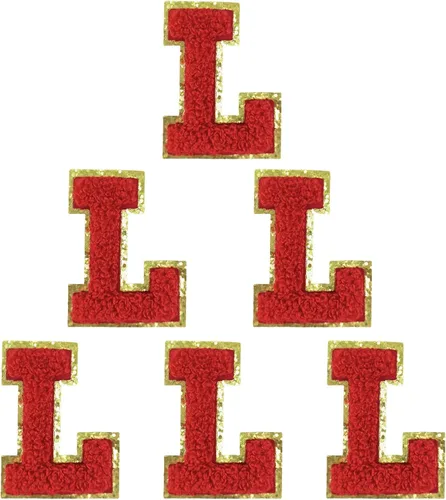 Miniatura 25 de 6 piezas de parches de letras de chenilla autoadhesivas, parches de letras preppy de 2 pulgadas para bolsos, ropa y sombreros, grandes pegatinas