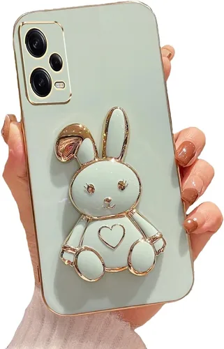 Miniatura 109 de Estuche con soporte de conejo de corazón para Xiaomi Redmi Note 10S, galvanizado suave TPU protector delgado a prueba de golpes con lindo conejito