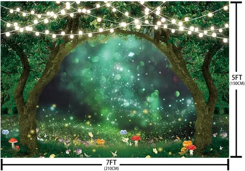 Miniatura 5 de AIBIIN Telón de fondo de jardín encantado de primavera de 7 x 5 pies, bosque de hadas, país de las maravillas del bosque, fotografía de fondo, boda