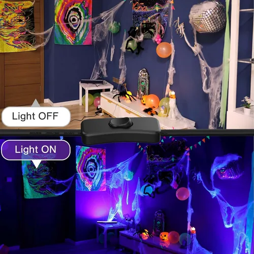 Miniatura 6 de Actualización de luz negra LED de 60W, luces negras para fiesta brillante, barra de luz negra con enchufe y interruptor, cada una ilumina 32x32