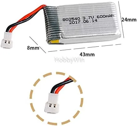 Miniatura 2 de 4 unids 3.7 V 1S 600 mAh 25C LiPO batería mx2.0-2P enchufe+4 puertos cargador para micro tamaño RC modelo helicóptero FPV Drone