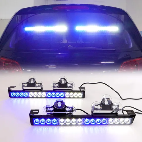 Miniatura 9 de Barra de luz estroboscópica de emergencia 2 en 1, 21 patrones de flash, amarillo/blanco, de prevención de tráfico, de advertencia, para parabrisas
