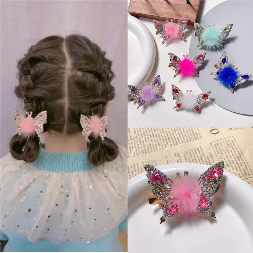 Miniatura 4 de Horquilla de mariposa voladora, pinzas para el cabello con diamantes de imitación de mariposa, elegante clip lateral de metal, pinzas de mariposa