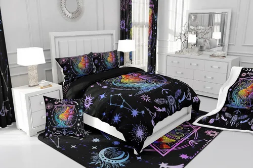Miniatura 6 de Manfei Acuario - Manta de astrología trippy para niños y niñas, decoración de habitación de doce constelaciones, manta de forro polar suave