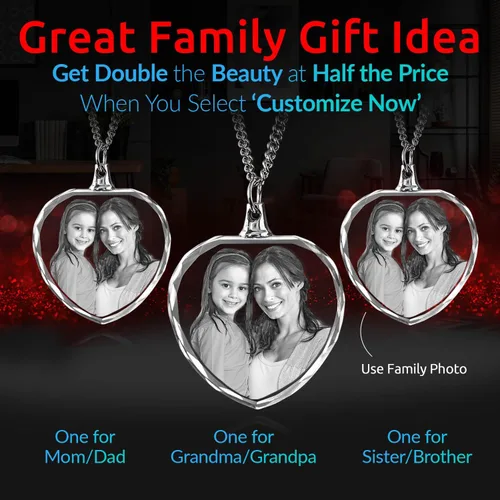 Miniatura 2 de ArtPix 3D Collar personalizado de corazón con foto de cristal, regalo personalizado para padre, papá, hombres, mujeres, él, ella, abuelo, grandes