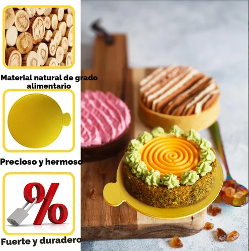 Miniatura 4 de Mini tablas para pastel, tablas para pastel doradas 100 piezas, base para pastel de grado alimenticio, base circular dorada de 8,1 cm, redonda