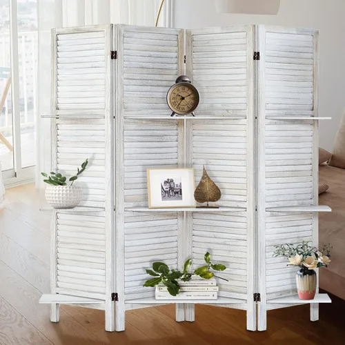 Miniatura 22 de Divisor de habitación con estantes, pantalla de privacidad, separadores de habitación y pantallas de privacidad plegables, separador de separación
