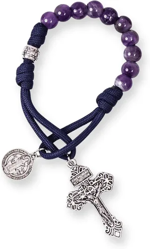 Miniatura 18 de Nazareth Store Rosario de cuerda de paracaídas de San Miguel, collar de rosario resistente y rosario de una década, cuentas de piedra natural