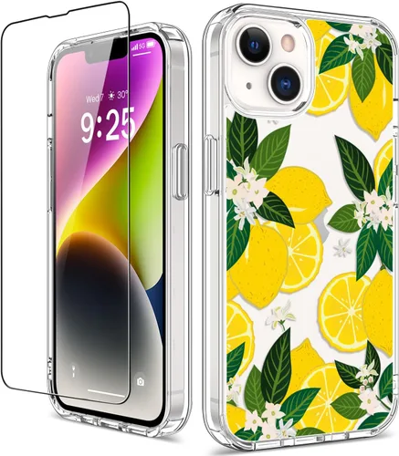 Miniatura 24 de Funda para iPhone 14 Pro con protector de pantalla, 6.1 pulgadas, transparente de cuerpo completo, a prueba de golpes, diseño floral, para niñas