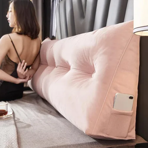 Miniatura 2 de Almohada de lectura suave para reposo en cama, cojín grande para cabecero, respaldo triangular, almohada de cuña para cuello y soporte lumbar