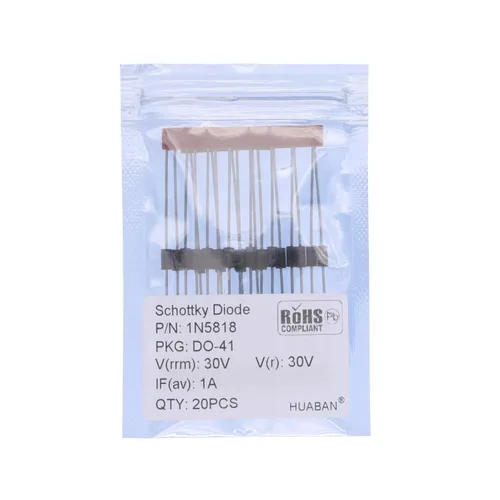 Miniatura 7 de 100 diodos rectificadores de barrera Schottky 1N5818 Schottky 1A 30V DO-41 (DO-204AL) axial 5818 1 Amp 30 voltios