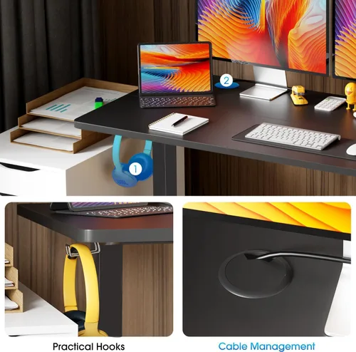 Miniatura 6 de BLKMTY Escritorio eléctrico de pie de 24 x 47 pulgadas, altura ajustable, escritorio para computadora para oficina en casa, soporte ergonómico