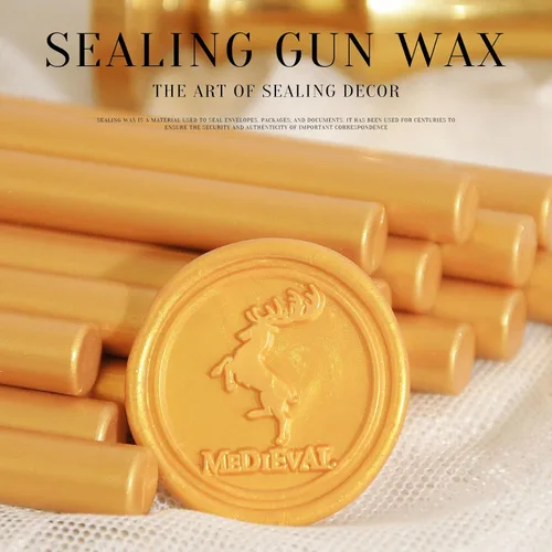 Miniatura 5 de Barras de cera de sellado para pistola encoladora, derretidas, en miniatura, pack de 16 en oro ámbar, para sobres, tarjeta de Acción de Gracias