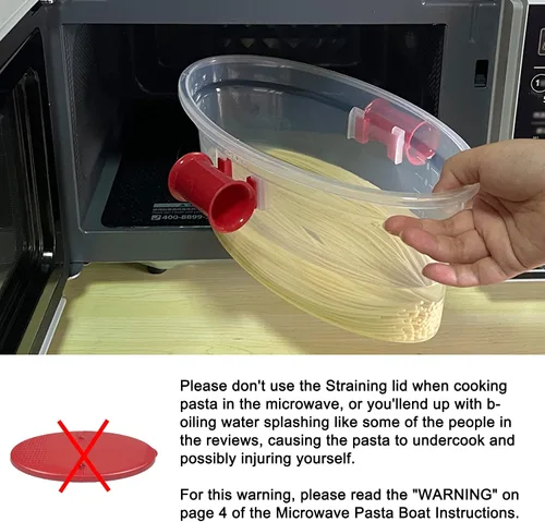 Miniatura 3 de MOCHEE Barco de pasta para microondas con colador para pasta, arroz, verduras, pollo