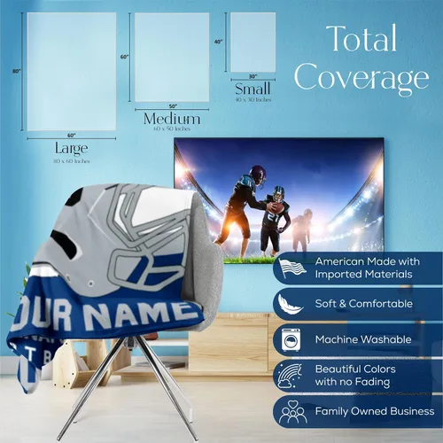 Miniatura 24 de Manta personalizada para fanáticos del fútbol americano – Se envía al día siguiente – Hecha en Estados Unidos – Manta de vellón personalizada