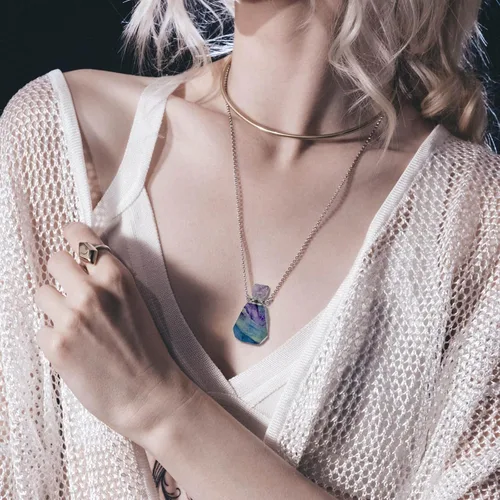 Miniatura 46 de Perfume Bottle Necklace Heart Shape, Amethyst Necklace Healing Crystal for Women, Essential Oil Diffuser Bottle Necklace Jewelry for Liquid
