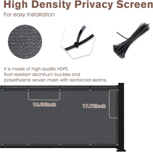 Miniatura 6 de SUNNY GUARD Pantalla de Privacidad para Balcón Gris Oscuro de 3'x10', Pantalla para Barandilla de Apartamentos, Pantalla Cortavientos Resistente