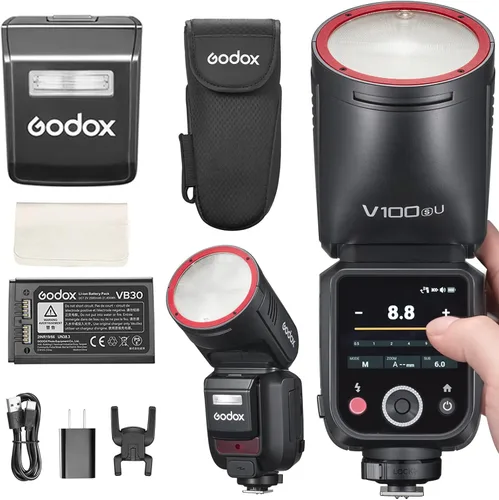 Miniatura 12 de Godox V100 V100-C Versión USA Flash para Canon, Speedlite de Pantalla Táctil 100Ws, Flash Auxiliar Desmontable, Batería de Carga USB-C, 2.4G