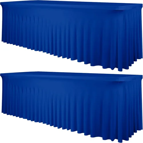 Miniatura 21 de fani Paquete de 2 faldas de mesa elásticas negras para mesa rectangular de 6 pies, manteles elásticos de elastano lavables con falda, mantel