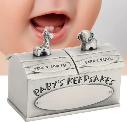 Miniatura 8 de Caja de recuerdos para bebé, diseño de dibujos animados, cajas de recuerdo con tapas, caja de dientes de bebé, para niños, primer rizo y dientes