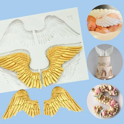 Miniatura 8 de Molde de fondant de alas para decoración de pasteles, moldes de silicona de chocolate con alas grandes para manualidades de azúcar, dulces, G-24