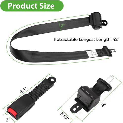 Miniatura 6 de 10L0L Kit de cinturones de seguridad universales para Yamaha EZGO Club Car Golf Cart, cinturones de seguridad legales retráctiles de 42 pulgadas