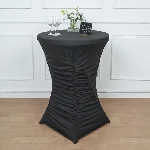 Miniatura 5 de Efavormart - Mantel para mesa de cóctel, color negro, de 32 pulgadas, plisado, resistente, de elastano, para mesa de cóctel, boda, fiesta, bar