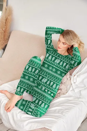 Miniatura 290 de Ekouaer Conjunto de pijama de manga larga para mujer, ropa de dormir suave con cuello redondo y bolsillos