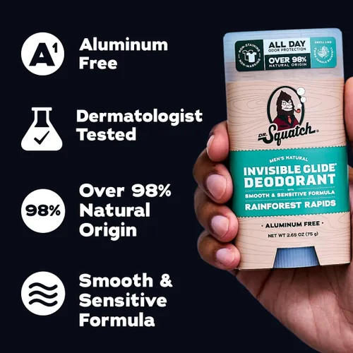 Miniatura 4 de Dr. Squatch Invisible Glide Natural Desodorante para hombre, deslizamiento suave, sin manchas, desodorante sin aluminio para hombres, seguro