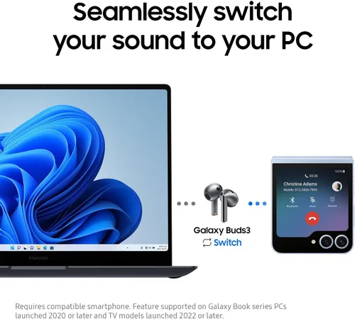 Miniatura 9 de SAMSUNG Galaxy Buds 3 AI True Auriculares Bluetooth inalámbricos verdaderos, ajuste de tipo abierto, cancelación activa de ruido, audio 360, control