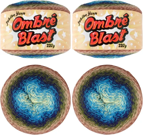 Miniatura 13 de JubileeYarn Hilo Ombré Blast - 220g/pastel Algodón Peso Bebé - Cripta de Hielo - 1 Pastel 119 Cripta de hielo